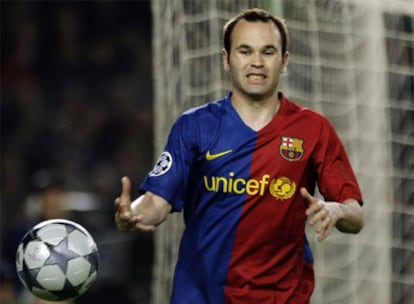 Iniesta, en el partido de ida de las semifinales contra el Chelsea.