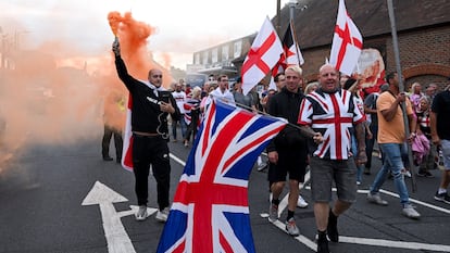 Manifestación contra los inmigrantes en Epping, el 24 de agosto.
