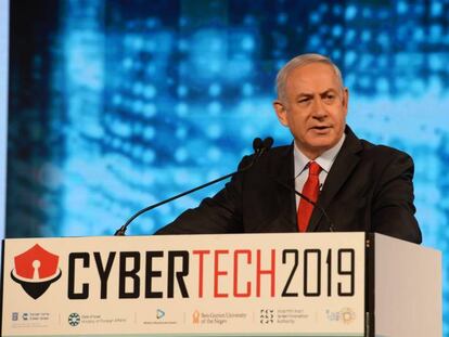 El primer ministro israelí, Benjamin Netanyahu, en la inauguración de Cybertech.