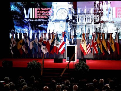 Felipe VI interviene en el pasado Congreso Internacional de la Lengua Española celebrado en Córdoba (Argentina).