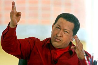 El presidente venezolano, Hugo Chávez, durante su programa dominical de radio y televisión <i>Aló Presidente</i>.