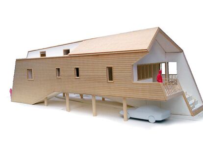 Maqueta de una de las casas que se construirán en Nueva Orleans