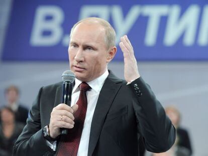 Vladímir Putin, en un mitin en Moscú.