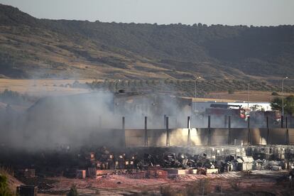 Incendio en la planta de residuos peligrosos de Chiloeches, en agosto de 2016.