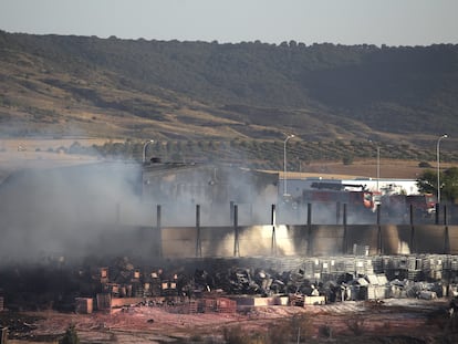 Incendio en la planta de residuos peligrosos de Chiloeches, en agosto de 2016.