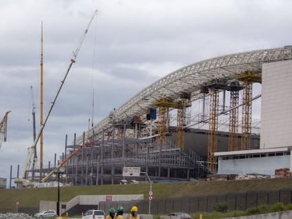 Arena Corinthians em obra no &uacute;ltimo 25 de mar&ccedil;o.