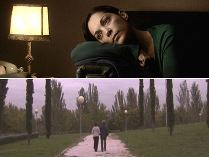 Arriba, Cristina Plazas, en <i>Alumbramiento, </i>de Eduardo Chapero Jackson. Abajo, un fotograma de <i>El hombre feliz, </i>de Lucina Gil.