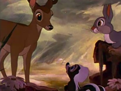 Um fotograma do filme 'Bambi'.