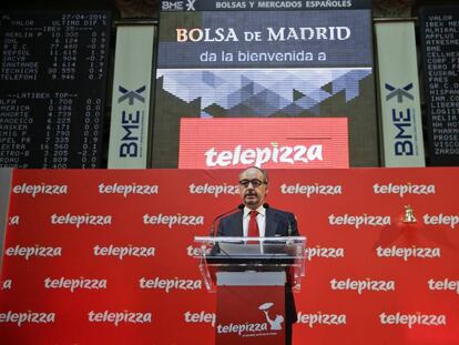 El presidente de Telepizza, Pablo Juantegui, en la salida a Bolsa