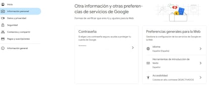 Cambiar la contraseña en la cuenta de Google desde un ordenador