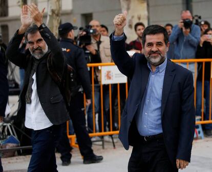 Jordi Cuixart (izquierda) y Jordi Sanchez (derecha) este lunes.