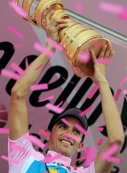 Alberto Contador, tras ganar el Giro de Italia.