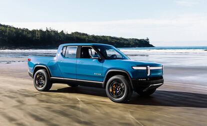 Una camioneta eléctrica de Rivian. 