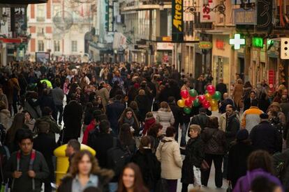 La calle Preciados de Madrid, el pasado fin de semana