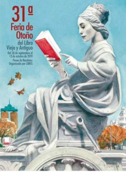 Cartel de la Feria de otoño del libro viejo y antiguo, de Madrid.