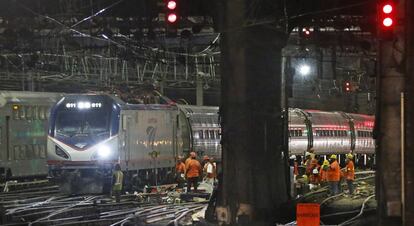 Obras de renovación ferroviaria el pasado julio en Nueva York