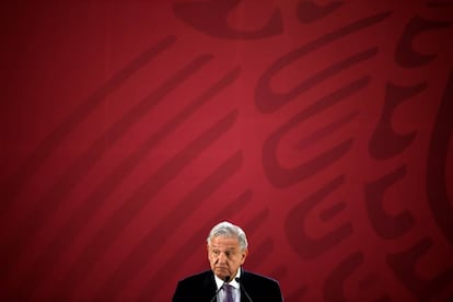 El presidente López Obrador, durante una conferencia matutina.