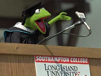 La rana Gustavo, uno de los personajes vendidos por Jim Henson a la compañía, en la Universidad de Southampton.