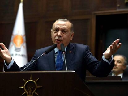 El presidente turco, Recep Tayyip Erdogan, durante un discurso en el Parlamento. 