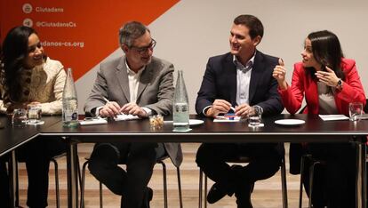De izquierda a derecha, Begoña Villacís, José Manuel Villegas, Albert Rivera y Inés Arrimadas, durante una ejecutiva del partido.