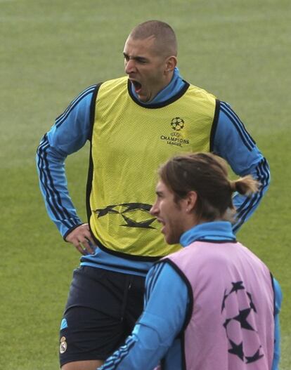 Benzema, durante un entrenamiento.