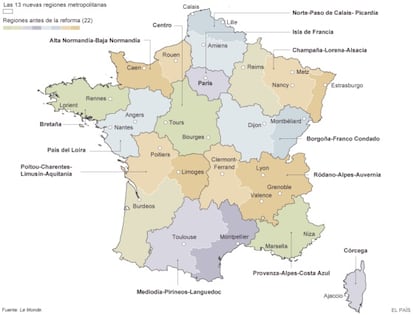 El nuevo mapa regional de Francia