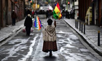 Una manifestante en La Paz, en noviembre.
