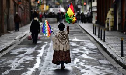 Una manifestante en La Paz, en noviembre. 