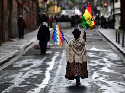 Una manifestante en La Paz, en noviembre. 