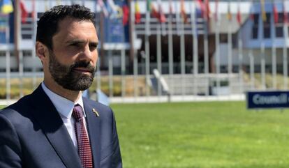 El presidente del Parlamento, Roger Torrent, en Estrasburgo.