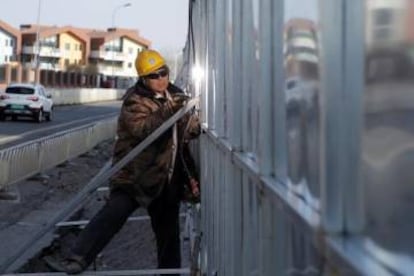 Obrero de la construcción en Pekín, el 13 de enero.