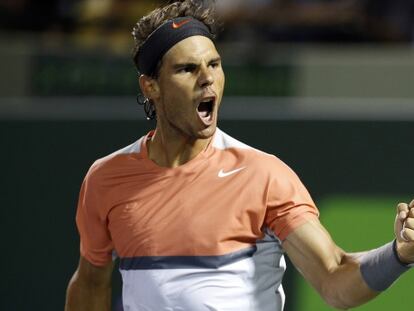 Nadal celebra un punto durante el torneo.