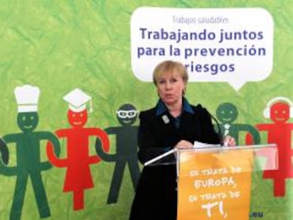 La directora de la Agencia Europea para la Seguridad y la Salud en el Trabajo, Christa Sedlatschek, en Bilbao.