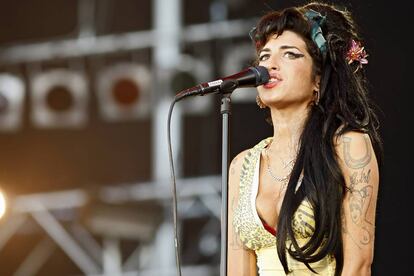 Amy Winehouse durante su actuación en el festival Rock in Rio en Madrid en 2008.
