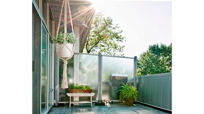 Hanging flower pots on white background