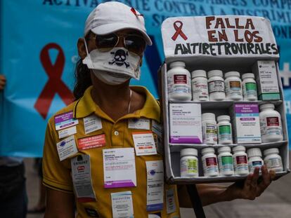 Manifestación por falta de antirretrovirales en Venezuela.