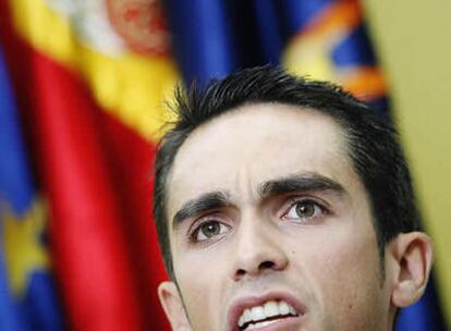Alberto Contador, en la rueda de prensa