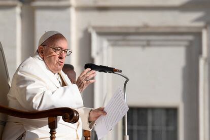 Pope Francis speaks during a general audience at St Peter's Square, Vatican City, March, 29, 2023