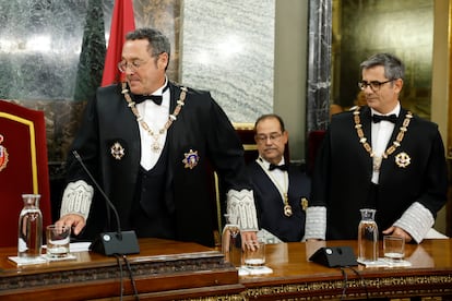 El Fiscal General del Estado, Álvaro García Ortiz, y el ministro de la Presidencia, Relaciones con las Cortes y Justicia, Félix Bolaños, el 5 de septiembre de 2025 en la apertura del año judicial en Madrid.