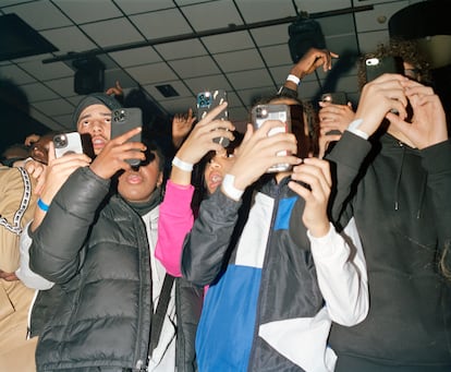 A group of teenagers at a drill concert in El Ejido, Spain. 

