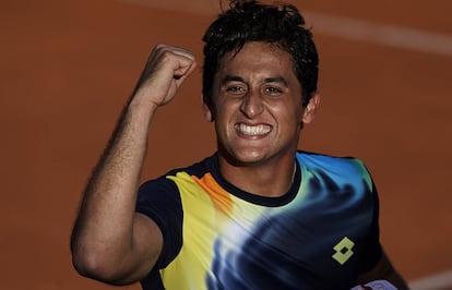 Almagro celebra una victoria en el Godó de 2014.