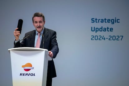 El CEO de Repsol Josu Jon Imaz presenta los resultados y actualiza el plan estratégico de la compañía en la sede central de REPSOL en Madrid.