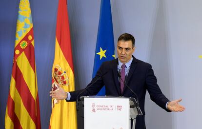 El presidente del Gobierno, Pedro Sánchez, presenta el Plan de Recuperación, Transformación y Resiliencia de la Economía española, en el Museo de las Ciencias de Valencia.