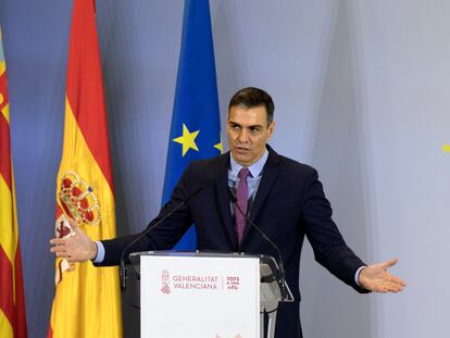 El presidente del Gobierno, Pedro Sánchez, presenta el Plan de Recuperación, Transformación y Resiliencia de la Economía española, en el Museo de las Ciencias de Valencia.
