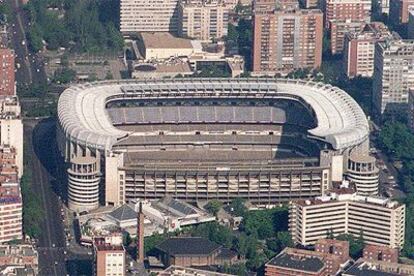 El estadio Santiago Bernabéu, desde el aire.
