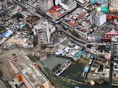 Cidade de Beira depois do passo do ciclone.