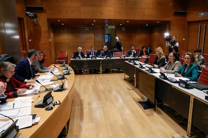 La Comisión de Justicia del Congreso, este jueves, en la sesión en la que aprobó las enmiendas del PSOE a la ley de amnistía.