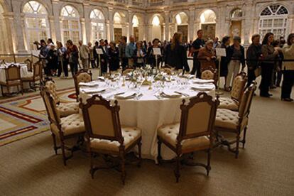 Una de las mesas montadas para el banquete nupcial en el Palacio Real.