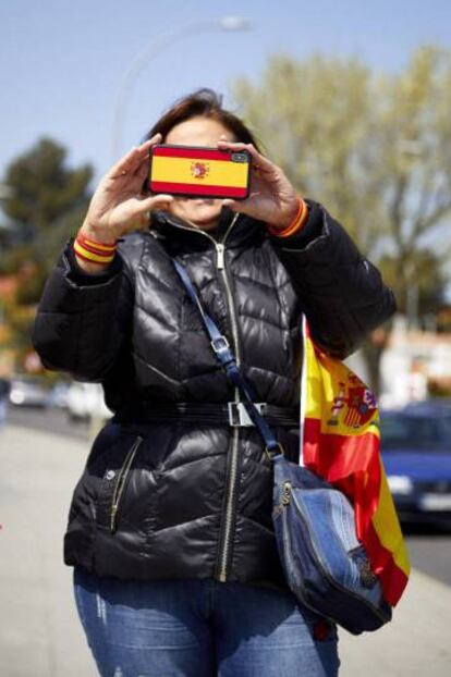 Uma participante do comício do Vox em Ciudad Real.