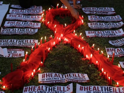 Celebraci&oacute;n del D&iacute;a mundial de la lucha contra el sida en Quezon city, en Filipinas.